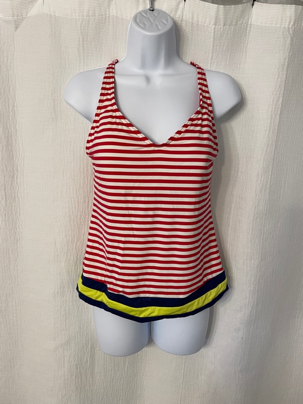 JAG Red and White Striped Swim Tank with Adjustable Straps